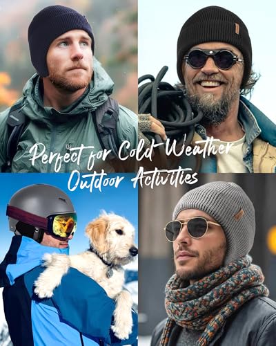 FURTALK Mens Winter Fleece Lined Beanie with Earflaps - color: Black
