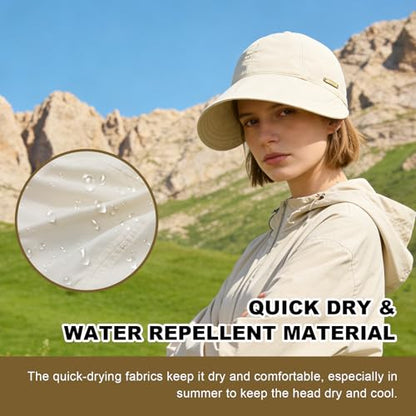 YAMEIZE Trendy Wide Brim Sun Hat - for Women Men Foldable Sun Hat Adjustable Quick Dry Beach Travel Sun Protection Outdoor - color: Beige