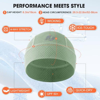 Fashion Cooling Skull Cap Sweat Control Breathable Helmet Liner 3-Pack - color: Black/Gray/Green
