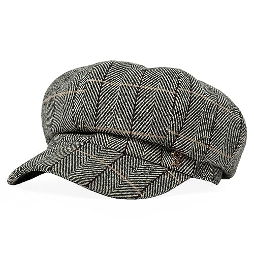 Comhats Women's Wool Winter Warm Newsboy Hats, Fashion Pageboy Beret Cap - color: 99952_grey(satin Lined), size: Large