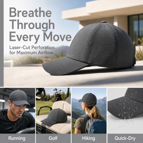 Quick Dry Baseball Cap with Adjustable Strap - color: Grey