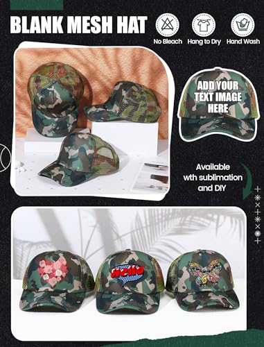Tarpop 10 Pcs Sublimation Blank Trucker Hats Bulk - color: Camouflage