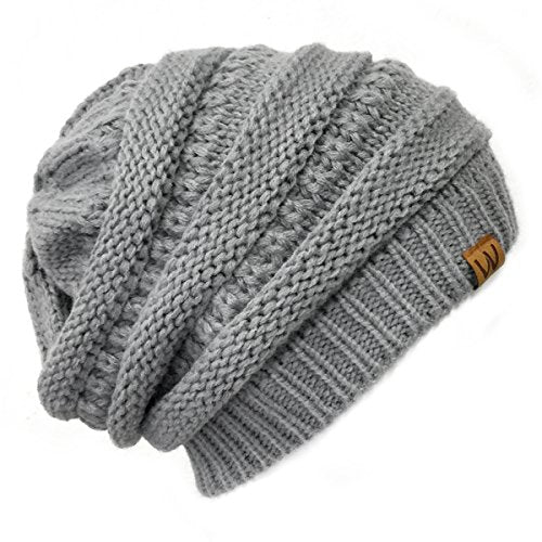 allydrew Winter Thick Knit Beanie Slouchy Beanie for Men & Women - color: Light Grey