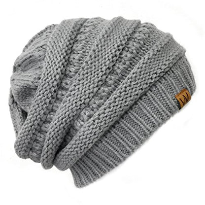 allydrew Winter Thick Knit Beanie Slouchy Beanie for Men & Women - color: Light Grey