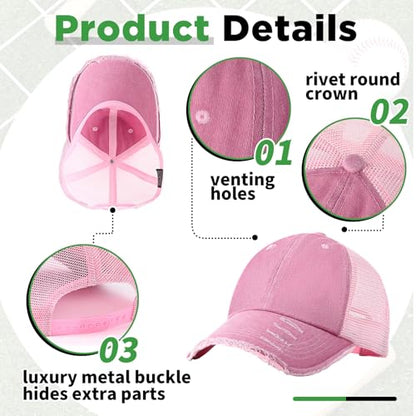 Suhine 24 Pcs Blank Trucker Hat Bulk,Unisex Baseball Cap - color: Pink