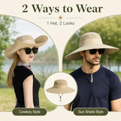 HUAMULAN Men Women 6" Wide Brim Sun Hat Summer Fishing Hats UV Protection - color: Hyp007-mise
