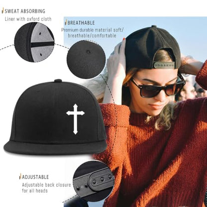 Snapback Hat for Men Skeleton Skull Hat Baseball Hats for Men - color: Cross Symbol