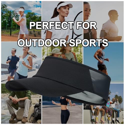 Sun Visor Hats Lightweight Stretchy for Running Tennis Golf - color: Black