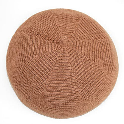 French Style Beret Hat for Women Winter Fall Knit Artist Hats Classic Solid Color Beanie Hat - color: Camel
