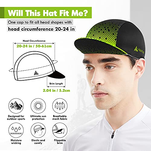 Hikenture Cycling Cap,Cooling Skull Cap Bike Hat with Sun Visor, Summer Breathable Helmet Liner Biking Cap for Men Women - color: Yellow