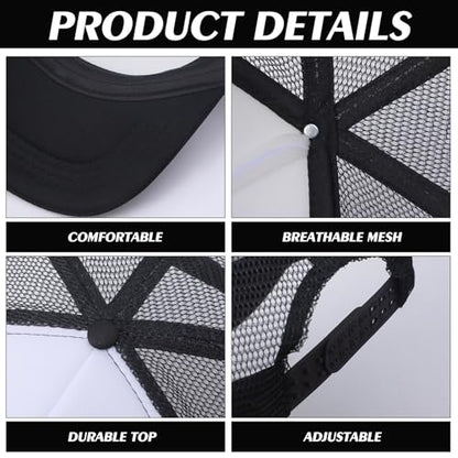 20 Pack Sublimation Trucker Hats Blank DIY Gift Bulk Birthday Party - color: Black