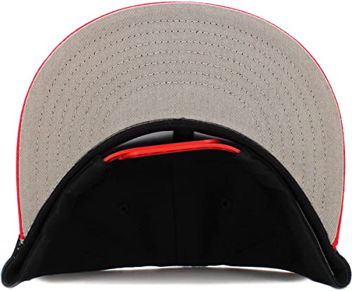KBETHOS Classic Snapback Hat Blank Cap Underbrim Cotton Wool Blend Flat Visor Adjustable Unisex - color: Black Red