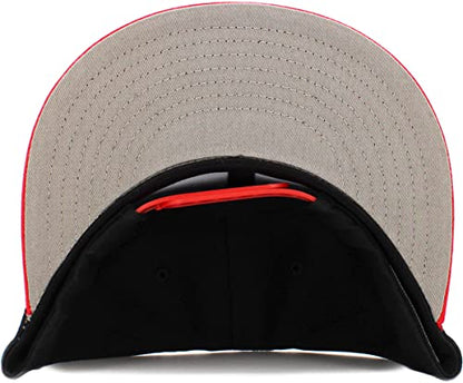 KBETHOS Classic Snapback Hat Blank Cap Underbrim Cotton Wool Blend Flat Visor Adjustable Unisex - color: Black Red