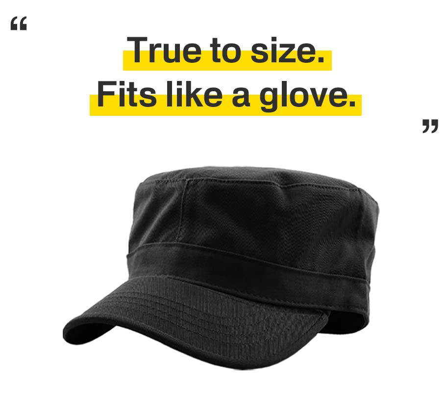 KBETHOS Cadet Army Cap Basic Everyday Military Style Hat (Now with STASH Pocket Version Available) - color: Black Daily Cadet, size: Medium