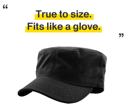 KBETHOS Cadet Army Cap Basic Everyday Military Style Hat (Now with STASH Pocket Version Available) - color: Black Daily Cadet, size: Medium