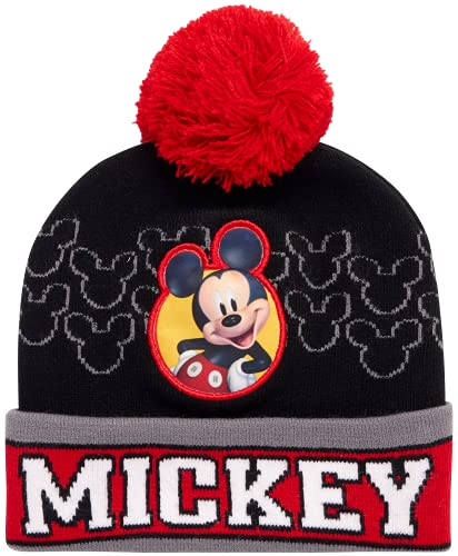 Disney Boys' Winter Hat - 2 Pack Lightning McQueen Pom Pom Beanie or Mickey Mouse Hat (4-7) - color: Mickey Mouse