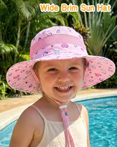 HONGTEYA Baby Toddler Sun Hat, Summer Mesh Bucket Beach Hat for Boys Girls - color: White+heart, size: 6-24 Months
