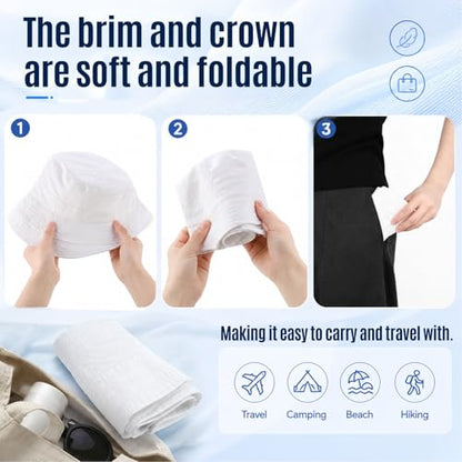Waterproof Bucket Hats for Women Packable White Rain hat Sun Hat
