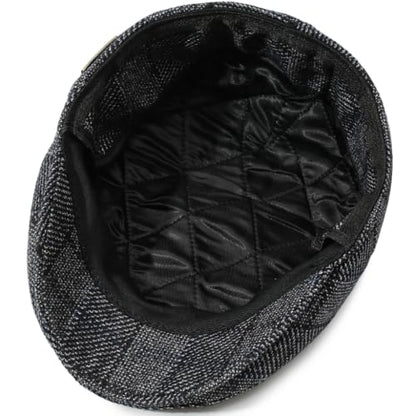 Men's Newsboy Cap with Earflaps Flat Ivy Caps Gatsby Golf Cabbie Hats - color: Blue Square