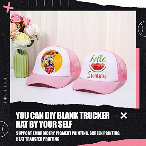 Tarpop 10 Pcs Sublimation Blank Trucker Hats Bulk - color: Pink and White