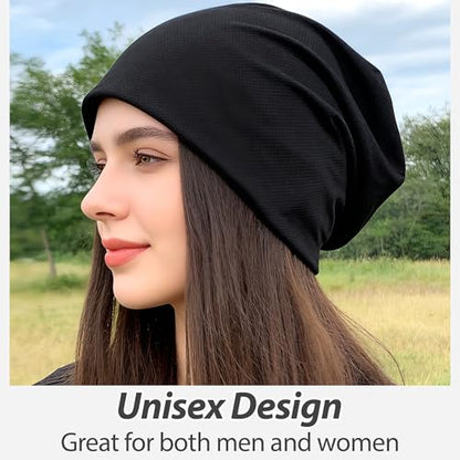 Qearl 3 PCS Slouchy Beanie, Cooling Skull Caps Cycling Sport Caps for Men