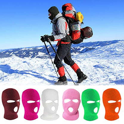 3-Hole Ski Face Mask Balaclava for Men and Women,Set of 2 - color: Rose Red