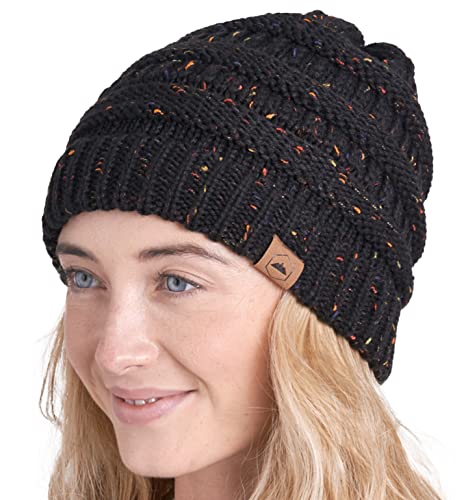 Tough Headwear Slouchy Beanie Hat - Itch-Free Winter Hats for Women - Stretchable Beanies for Women - Acrylic Winter Gear - color: Black Confetti