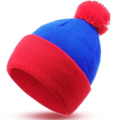 Shinymoon Halloween Knit Pom Beanie Hat Cosplay Headwear - color: Royal Blue