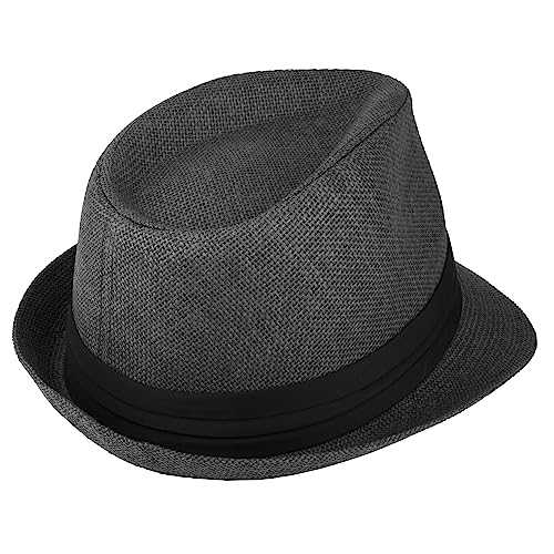 Gelante Summer Fedora Panama Straw Hats with Black Band - color: Black, size: Large-X-Large