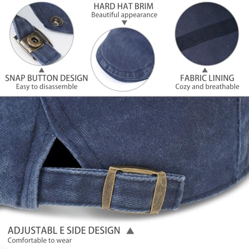 Initlove Mens Newsboy Cap Washed Beret Ivy Hat Flat Hats for Cabbie Driving - color: Navy