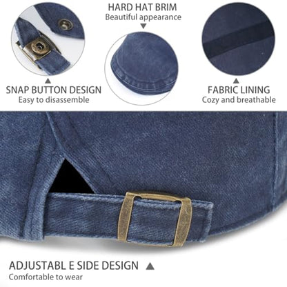 Initlove Mens Newsboy Cap Washed Beret Ivy Hat Flat Hats for Cabbie Driving - color: Navy