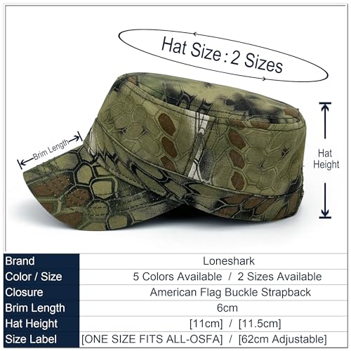 Loneshark Tactical Camo Military Hat Cadet Cap Army Flat Top - color: Mandrake, size: X-Large-XX-Large