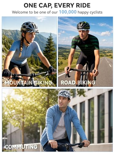 Hikenture Cycling Cap,Cooling Skull Cap Bike Hat with Sun Visor, Summer Breathable Helmet Liner Biking Cap for Men Women - color: Greycamo