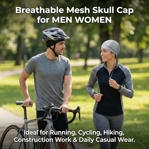 2-Pack Cooling Skull Cap Breathable Mesh Helmet Liner Motorcycle Cycling - color: Black + Gray