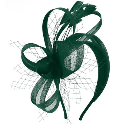Fascinators Hats for Women, Fascinator Headband Tea Party Hat - color: Dark Green
