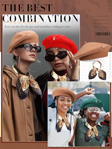 3 Pcs Beret Hats for Women - color: Camel