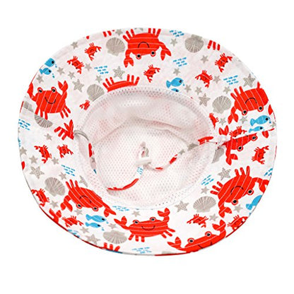 Home Prefer UPF50+ Wide Brim Sun Hat Boys Girls Sun Protection Hat Zoo Beach Swim Safari Bucket Hat for Baby Toddler Kid - color: Crab, size: 3-6 Months