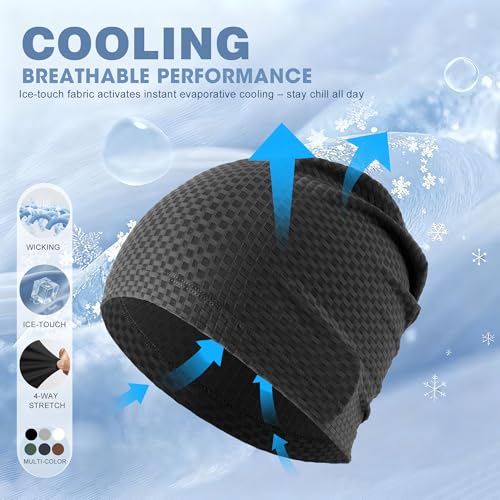 WTACTFUL 3-Pack Breathable Cooling Skull Cap for Men & Women Summer - color: Black+black+black