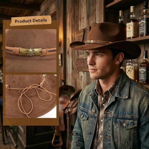 Western Cowboy Hat for Women, Shapeable Wide Brim Classic Cowgirl Hat - color: Color 3