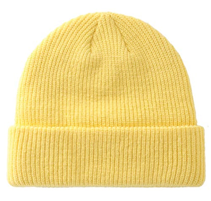 Connectyle Classic Double Layer Knit Beanie Hat Warm Thick Acrylic Winter Hats Daily Cuffed Beanies Watch Hat for Men Women - color: Light Yellow