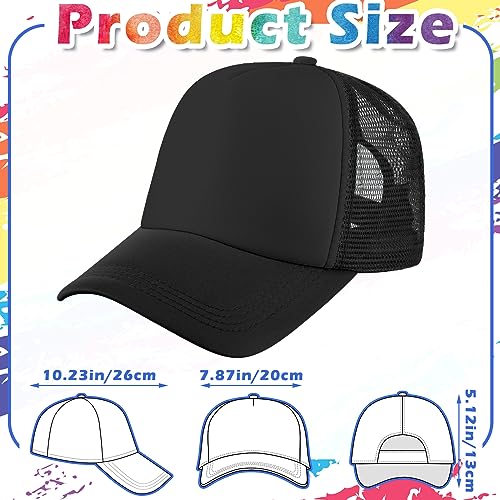 Jeyiour 48 Pack Trucker Hat Bulk Polyester Adjustable Plain Mesh Sublimation Blank Baseball Cap for Women Men Kids - color: Black, White, size: Large