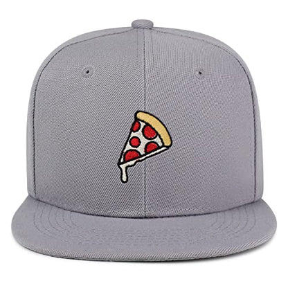 JPAK Pizza Hip-Hop Snapback Hat Embroidered Baseball Cap Foodie - color: 02. Light Grey