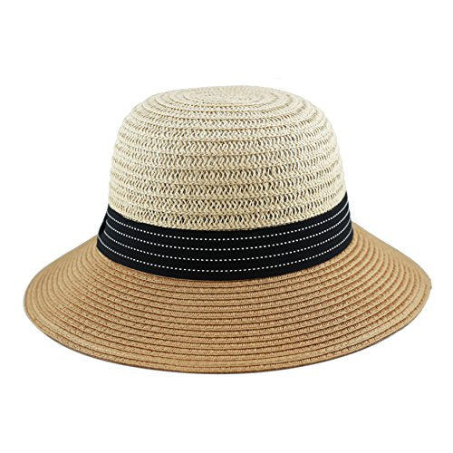 The Hat Depot Womens Floppy Summer Sun Beach Wide Brim Straw Hat - color: Fh4