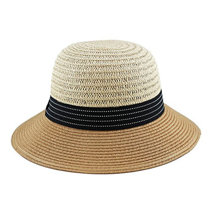 The Hat Depot Womens Floppy Summer Sun Beach Wide Brim Straw Hat - color: Fh4