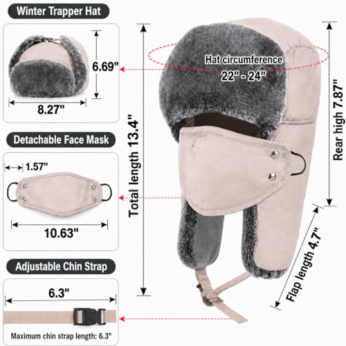 mysuntown Warm Winter Hats for Women Men with Ear Flaps for Cold Weather - color: Khaki