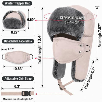 mysuntown Warm Winter Hats for Women Men with Ear Flaps for Cold Weather - color: Khaki