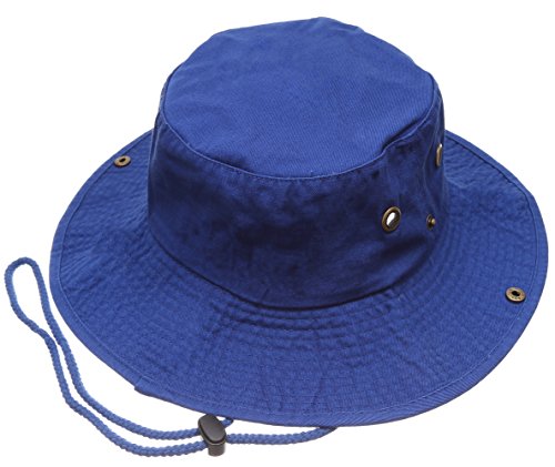 Summer Outdoor Boonie Hunting Fishing Safari Bucket Sun Hat with Adjustable Strap - color: Royal Blue, size: Small-Medium