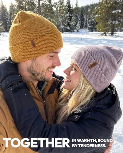 Beanie for Men Women, Winter Double Layer Warm Hat Skull Cap - color: Black+camel+purple