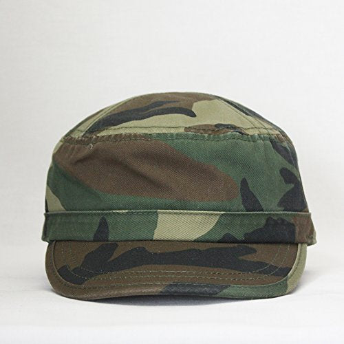 The Vintage Year Heavy Stitch Washed Cotton Cadet Hat Military Army Cap - color: Army Woodland Camo, size: One Size