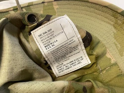 Military Boonie Hat, Tactical O.C.P. Multicam Camo Pattern, Wide Brim with Chin Strap, Made in The USA - size: 7 5/8
